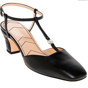 Gucci Charlotte Slingback Black T-Strap Women's Pump